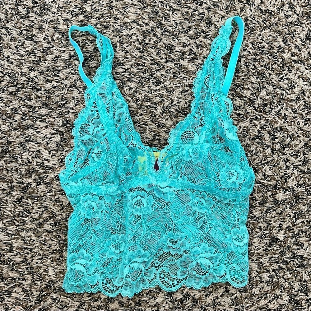 NWT Fleur’t with me blue lace bra shirt womens size small